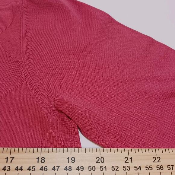 Austin Reed Top Women's Med Faint Argyle Print Long Sleeve Mock Neck Pink Silk - Picture 8 of 9